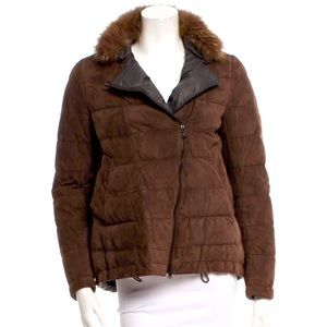 BRUNELLO CUCINELLI
Fox Fur-Trimmed Suede Jacket